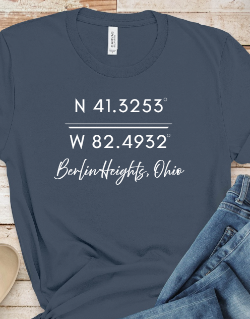 Berlin Heights Longitude/Latitude | Adult Tee
