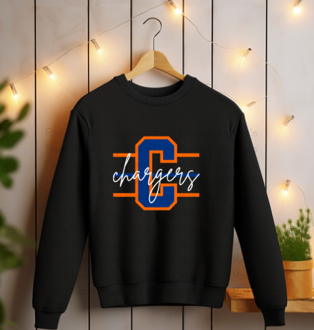 Edison Chargers Block "C" with Script Font | Adult Crewneck Sweatshirt