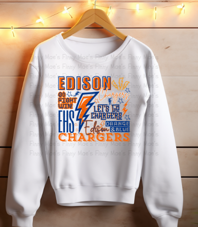 Edison Chargers Typography | Youth Crew Sweatshirt
