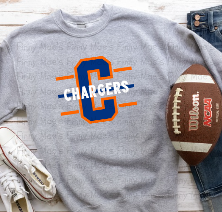 Edison Chargers Block "C" with Varsity Font | Adult Crewneck Sweatshirt