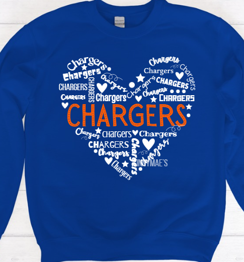 Edison Chargers Heart | Adult Crew Sweatshirt