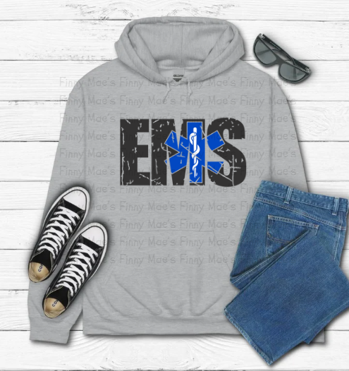 EMS Distressed Font | Adult Hooded Sweatshirt