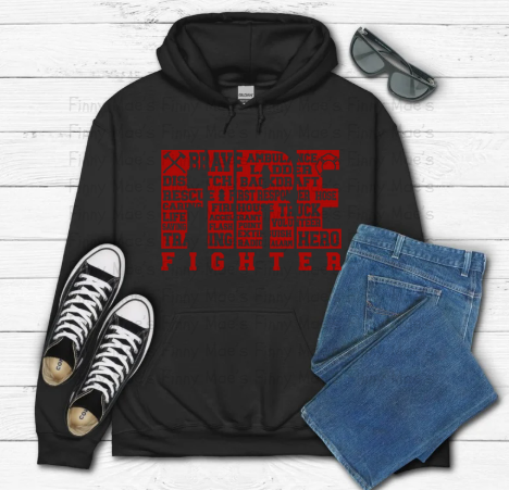 Firefighter Word Art | Adult Hooded Sweatshirt