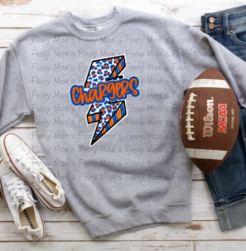 Edison Chargers Leopard Bolt | Adult Crew Sweatshirt